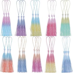30 Pieces Colourful Tassel Pendant Brushes Silky Colourful Tassels with Cord Loops 5.5 inches Handmade Small Tassels for Bookmarks DIY Crafts
