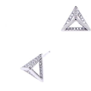 Oorbellen dames | Oorstekers | Rhodium plated piramide oorsteker met cubic zirkonia steentjes | WeLoveSilver