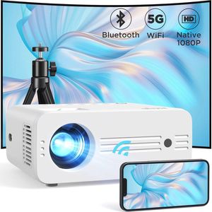 Full HD 1080P Beamer met 8500 Lumen en 300'' Beeldscherm - WiFi Bluetooth Mini Projector, Geschikt voor Gameconsoles en Smartphones