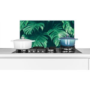 Spatscherm keuken 70x30 cm - Kookplaat achterwand Monstera - Bladeren - Planten - Jungle - Natuur - Muurbeschermer - Spatwand fornuis - Hoogwaardig aluminium