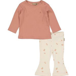 Quapi Meisjes Baby set: Shirt Kay Dark Pink en Flared Broek Kristie Cream Forms maat 68