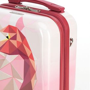 Visagie koffer Young Collectie Cosmetische Koffer Toilettas van ABS bedekt met een laag Polycarbonaat Afneembare Verstelbare Riem Maat XS 145L Roze Visagie koffer