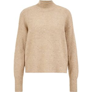 WE Fashion - Dames Trui - Met Pailletten - Opstaande Kraag - Lange Mouwen