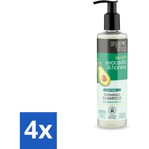 Organic Shop - Natural Repairing Shampoo - Avocado & Honey - Hydraterend en Herstellend - 280 ml - Voordeelverpakking - 4 stuks