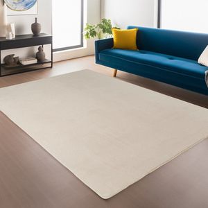 Antislip Vloerkleed Joy Creme 80 x 250 cm Effen Kleur Zacht