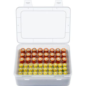 Bastix - Batterij-opbergdoos, batterijbox voor 24 AA en 30 AAA-batterijen, opbergbox van kunststof, batterijdoos, batterijtas (alleen doos)