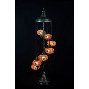 Turkse Lamp - Vloerlamp - Mozaïek Lamp - Marokkaanse Lamp - Oosters Lamp - ZENIQUE - Authentiek - Handgemaakt - Multicolour ster - 7 bollen