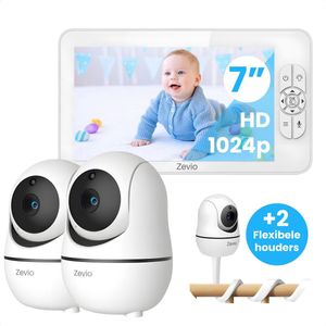 Zevio XL Elite Babyfoon met 2 Camera's en Groot 7 Inch HD Baby Monitor - met Slimme Functies - Uitbreidbaar - Baby Camera - Inclusief Flexibele Houders