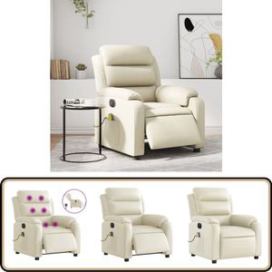 vidaXL Elektrische Massagestoel - Crèmekleurig Elektrische Massagestoel - Massagerugkussen - Elektrische Verstelbare Fauteuil - Lounge Stoel - Relaxstoel