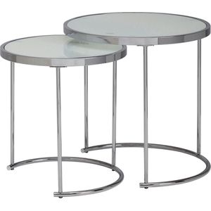 Salontafel - Bijzettafel set van 2 - Design - Rond - Zilver - Ø 50 cm