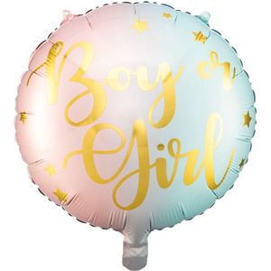 Folieballon Boy or Girl - Ballon - Geboorte - Babyshower - Gender reveal - Folie - roze - blauw - goud