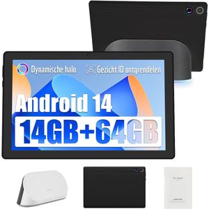 kotsren A10PRO - Android 14 Tablet- 10.1 inch - 14(3+11)GB RAM/64GB ROM– met oplaadbaar stereoluidspreker-audiodock - Zwart