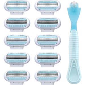 Shaver voor Vrouwen - 10 Scheermesjes - Herbruikbare Veiligheidsrazor met Ergonomische Handgreep - Zachte Epilatie voor Onderarmen - Benen - Bikinizone Huid