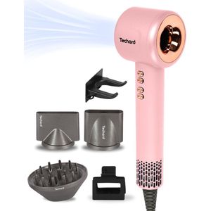 Techard Ionische Haardroger Fohn met Diffuser voor Krullen Haarfohn Ultra Stil en Superkrachtig met Extra Grote Diffuser Hair Dryer Reisfohn 110.000RPM - Inclusief Opbergtas