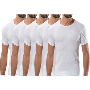 5 stuks Bonanza Basic T-shirt - O-neck - 100% katoen - Wit - Maat XXL