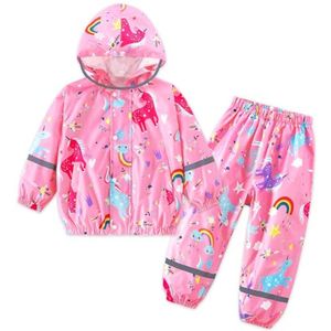 Waterdichte regenpak voor kinderen - Ademend en lichtgewicht regenkleding voor meisjes en jongens (1-7 jaar)