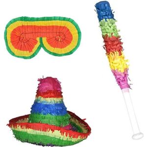 Funny Fashion - Verjaardag Pinata Sombrero van 40cm met stok en masker