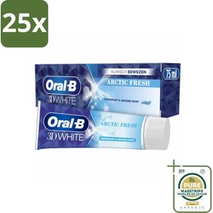 25 x Oral-B - 3D White Arctic Fresh - Tandpasta - Whitening - Frisse Adem - 75 ml - Grootverpakking - Tandpasta Whitening - Frisse Adem - Glazuur Bescherming - Tanden Witter Maken - Klinisch Bewezen Whitening