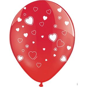Partydeco Ballonnen rood met hartjes - 6 stuks - OP = OP
