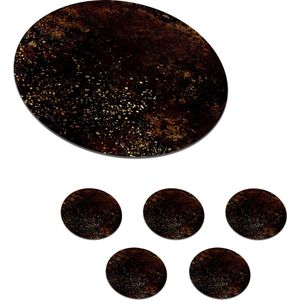 Onderzetters voor glazen - Rond - Zwart - Goud - Verf - 10x10 cm - Glasonderzetters - 6 stuks