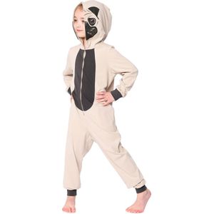 Ladeheid Kinderen Pyjama - Overal slapen - Lange mouwen - Lange broek - Katoen - LA-LA40-232-PJ - Beige Mopshond - 110-116