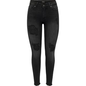 Only Jeans Onlblush Mid Sk Raw Ank Dest Tai099 15233716 Washed Black Dames Maat - W26 X L34
