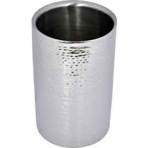 Wijnkoeler 12-x-20-cm Dubbelwandig Roestvrijstaal Gehamerd | Drinkkoeler met Wijnfleskoeler