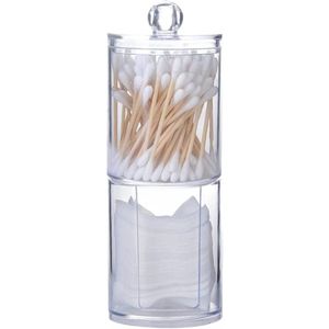 TRANKIELO® – 2-in-1 Organiser voor Wattenschijfjes en Wattenstaafjes – Transparante Acryl Dispenser voor Badkamer en Cosmetica – Opbergsysteem voor Wattenballen, Deppers, Haarspelden, Haarelastieken – Dubbellaags