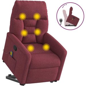 vidaXL Sta-op-massagestoel - Verstelbaar - Stof - Wijnrood