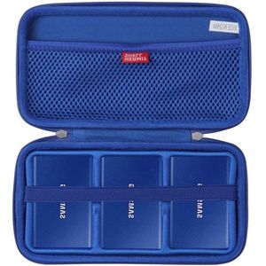 Hard Travel Case voor Samsung T7 / T7 Touch Draagbare SSD - Ruimte voor 1TB 2TB 500GB - USB 3.2 Externe Solid State Drive - Saffierblauwe hoes voor 3 harde schijven