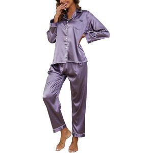 Pyjama - Satijnen Pyjama Set - Dames - XL - V-Hals - Zachte Zijden Pyjama Nachtkleding