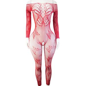BamBella ® - Panty pak -Onesize - body suit - Dames - Onesize - Erotische jumpsuit van kant lingerie rood