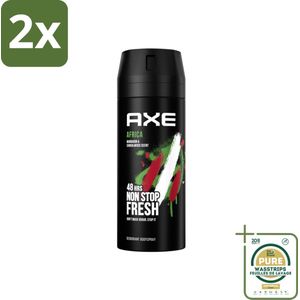 Axe – Deodorant – Africa – 150 ml - Voordeelverpakking - 2 stuks - Lichaamsgeur - Zinktechnologie