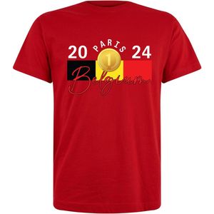 Belgium 2024 Rood T-shirt - sport - belgie - atletiek - hardlopen - parijs - goud