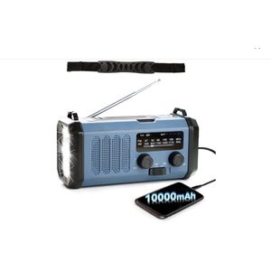 Noodradio met Dynamo Crank - 10000mAh - Oplaadbare Batterij - Draagbare AM FM-radio - 3 Modi camping Zaklamp - 5W 700LM 48 COB LED-leeslampje - Mobiele Telefoon Oplader Powerbank - SOS Alarm - IPX4 waterdicht