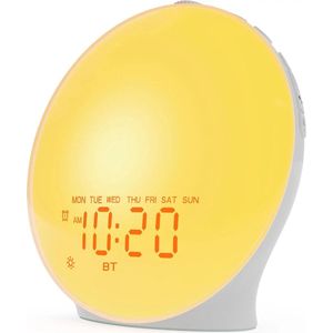 AnyPrice® Smart Wake-up Licht – Lichttherapie Wekker & Nachtlamp – Zonsopgang Simulatie – Slaaptrainer – Met Alarmfunctie & Dimmer – Oplaadbaar – Touch Bediening - Wit