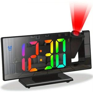 PolkaHome® Digitale Wekker – Wekkers Digitaal met Projectie & LED Spiegelklok – 180° Roteerbare Projectie, Nachtmodus, Snooze & Temperatuurweergave – Ideaal voor Kinderen & Volwassenen in de Slaapkamer