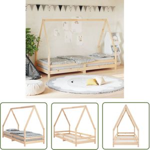 The Living Store Kinderbedframe 90x200 cm massief grenenhout - Kinderbed - Houten Bed - Kids Bed - Huisjesbed - Kinderkamers