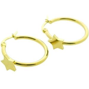 Aramat Jewels Oorringen - Goudkleurige Stalen Oorringen met ster - Roestvrij staal - Vrouwen - Volwassenen - 2