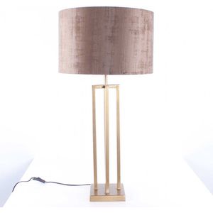 Tafellamp vierkant met velours kap Roma | 1 lichts | brons / goud | metaal / stof | Ø 40 cm | 79 cm hoog | tafellamp | modern / sfeervol / klassiek design