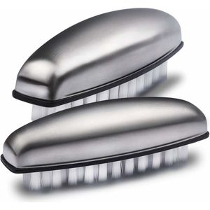 Handenwasborstel van Roestvrij Staal - Set van 2 - Geurneutralisator met Reinigingsborstels - Roestvrijstalen Nagelborstel - 2-in-1 Multifunctionele Vingernagelborstel - Staalzeep - Borstel Roestvrij Staal - Voor Handwas, Keuken Reiniging, Badkamer