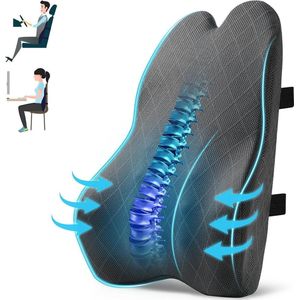 Rugkussen onderrug lumbale steunkussen voor pijnverlichting - verbeteren houding - traagschuim - verstelbare riemen Rugkussen onderrug