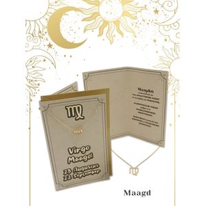My Aura - Maagd Virgo - Sterrenbeeld - Horoscoop kaart - met Ketting - Zodiac sieraden - wenskaart met envelop - Nederlands