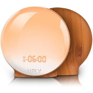 UPLY Wake Up Light - Met USB Oplaadpunt - Licht Wekker - Wekker Radio - 2 Wektijden - 7 Kleuren