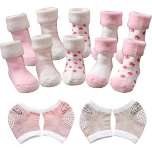 Allecto plus - Set van 5 babymaillots, warme sokken, 2-pack, antislip zolen, zacht en comfortabel, roze, one size, geschikt voor baby's van 1-3 jaar.