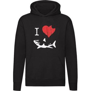 I Love Sharks Hoodie - dieren - oceaan - zee - haaien - strand - unisex - trui - sweater - capuchon