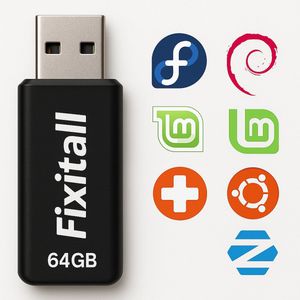 Linux Mega USB Stick – Fedora 43, Debian 13, Linux Mint 22.2, Ubuntu 24.04, Zorin OS 17.3 & Rescuezilla – Direct Bootable
