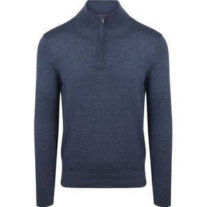 Suitable - Schipperstrui - Denim Blauw - Half Zip - Heren