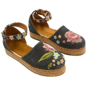 GOBY – Floral Espadrille Dames Sneakers – Handgemaakt – Vegan Leer – Maat 39