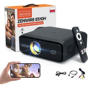 Zenwire E510H - Draagbare Mini Projector - Full HD 1920x1080p - 4K-ondersteuning - WiFi - Bluetooth 5.2
